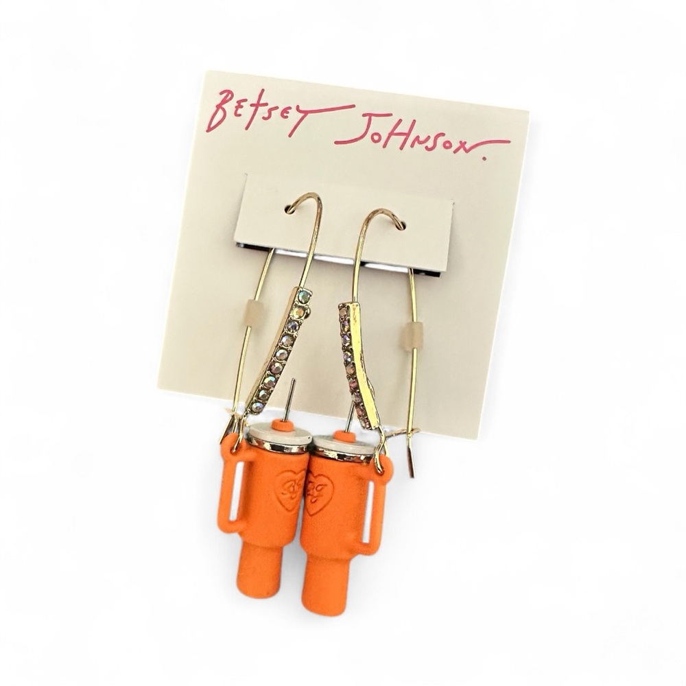 NWT Betsey Johnson Vibrant Orange and Gold Earrings